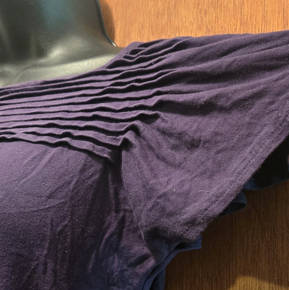 Banana Republic Deep Blue/purple Short Sleeve Ruffle Tee SzM - Picture 4 of 6